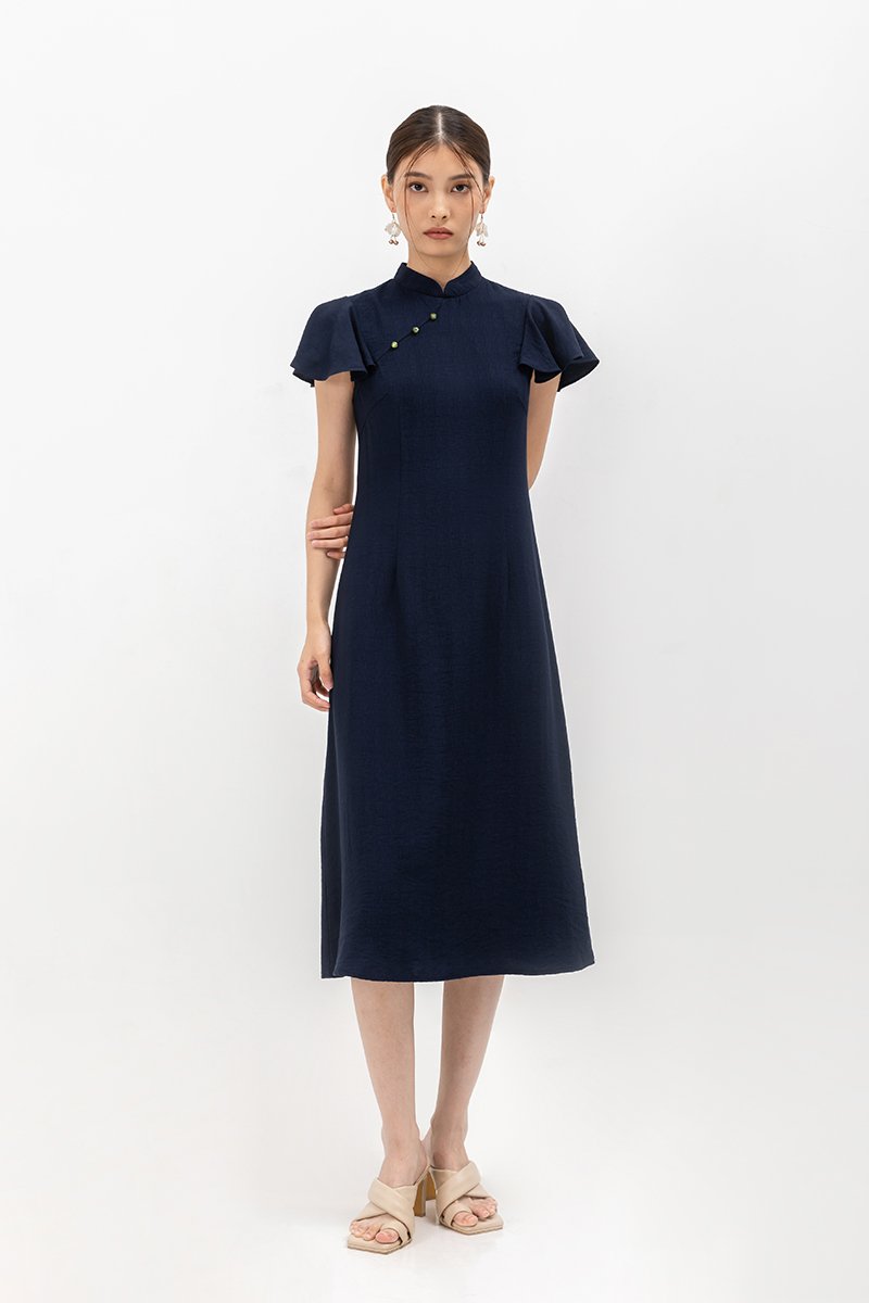 SOLANGE FLUTTER SLEEVE MIDI CHEONGSAM