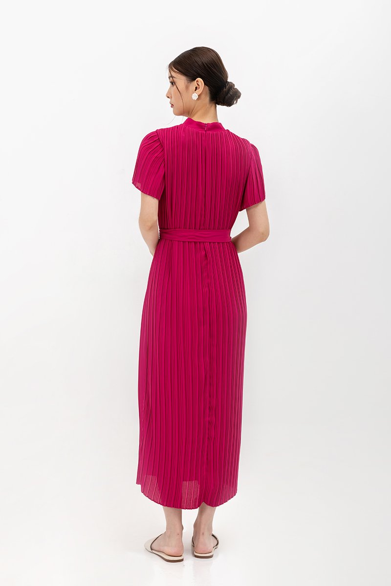NOURIA PLEATED MAXI CHEONGSAM W SASH