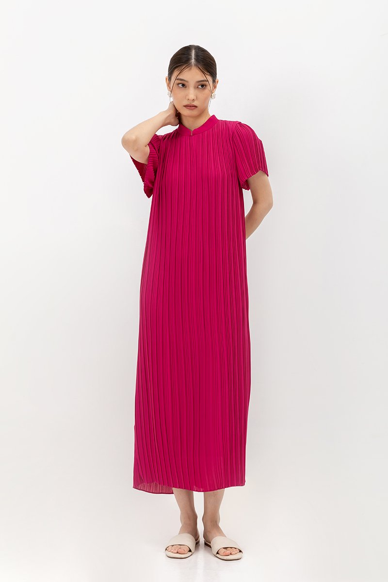 NOURIA PLEATED MAXI CHEONGSAM W SASH
