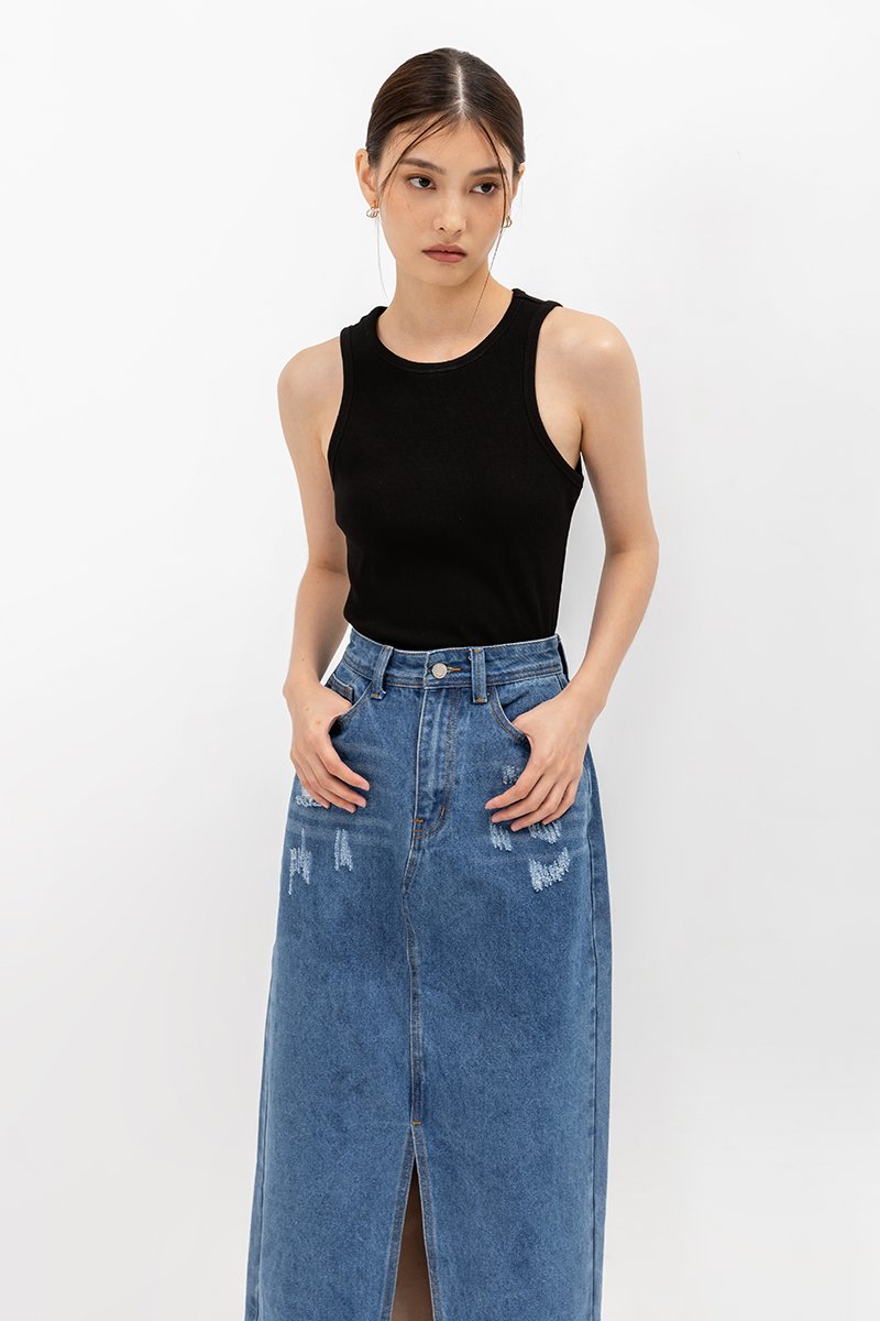 ULANI DENIM MAXI SKIRT W SLIT