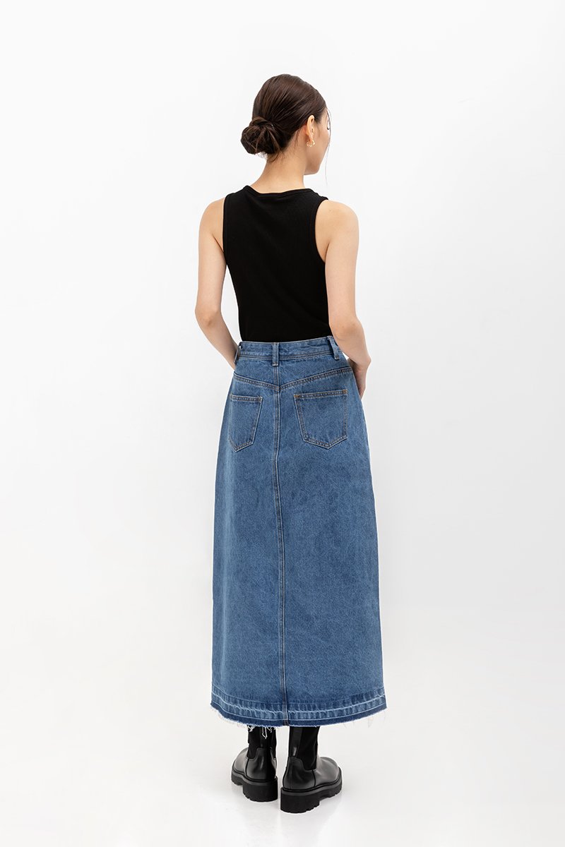 ULANI DENIM MAXI SKIRT W SLIT
