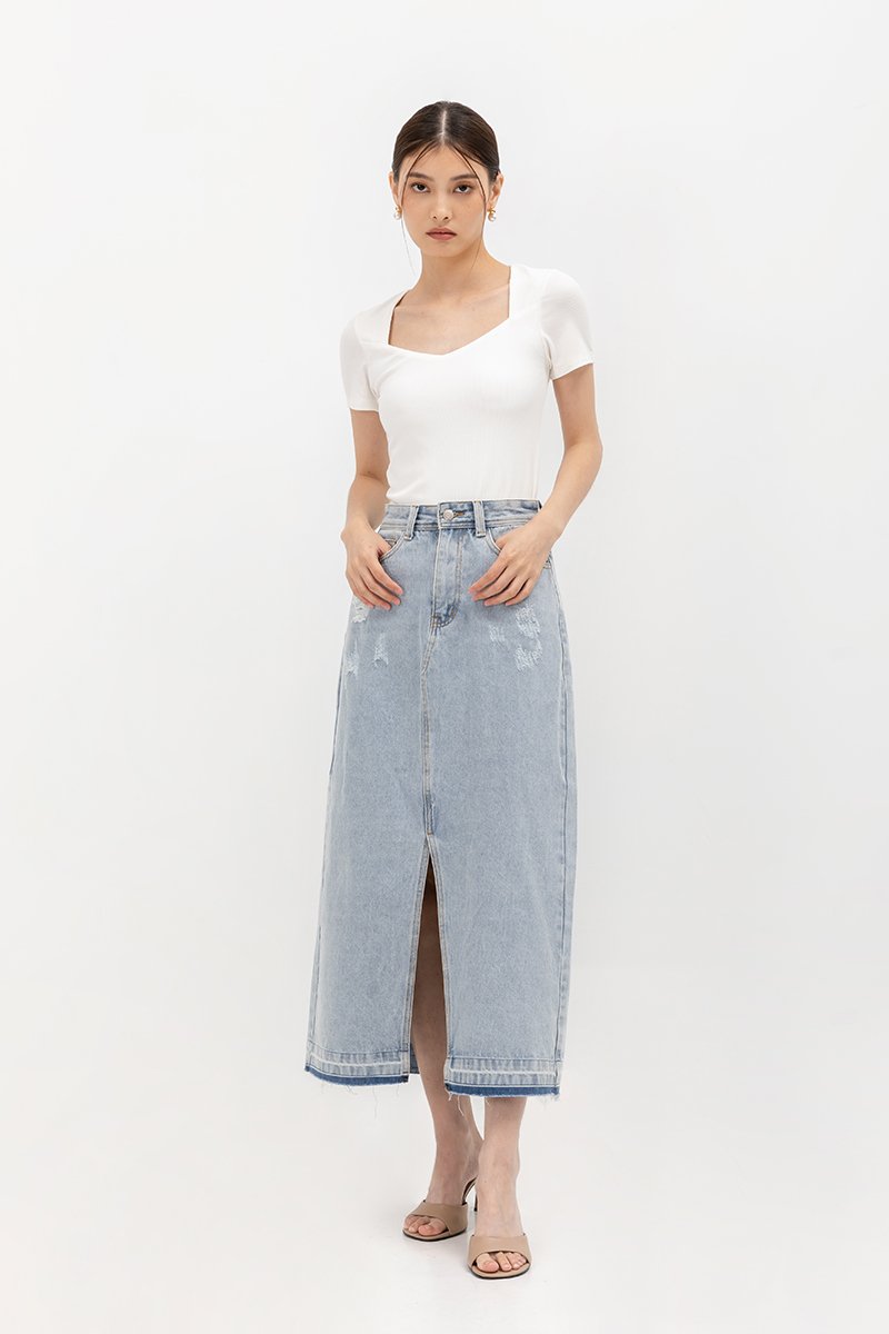 ULANI DENIM MAXI SKIRT W SLIT