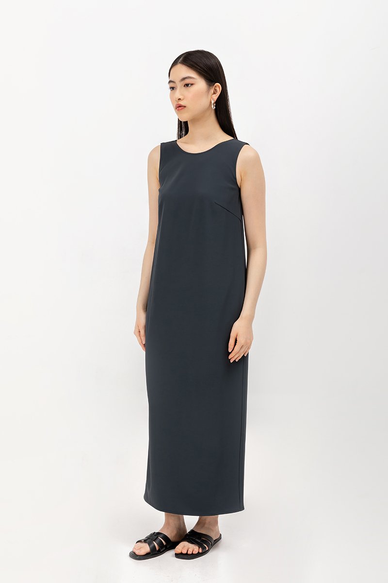 NADIN V BACK COLUMN DRESS