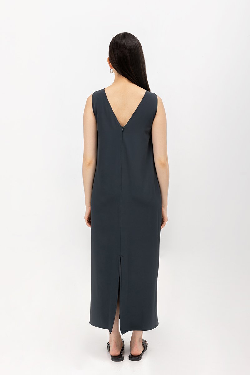 NADIN V BACK COLUMN DRESS