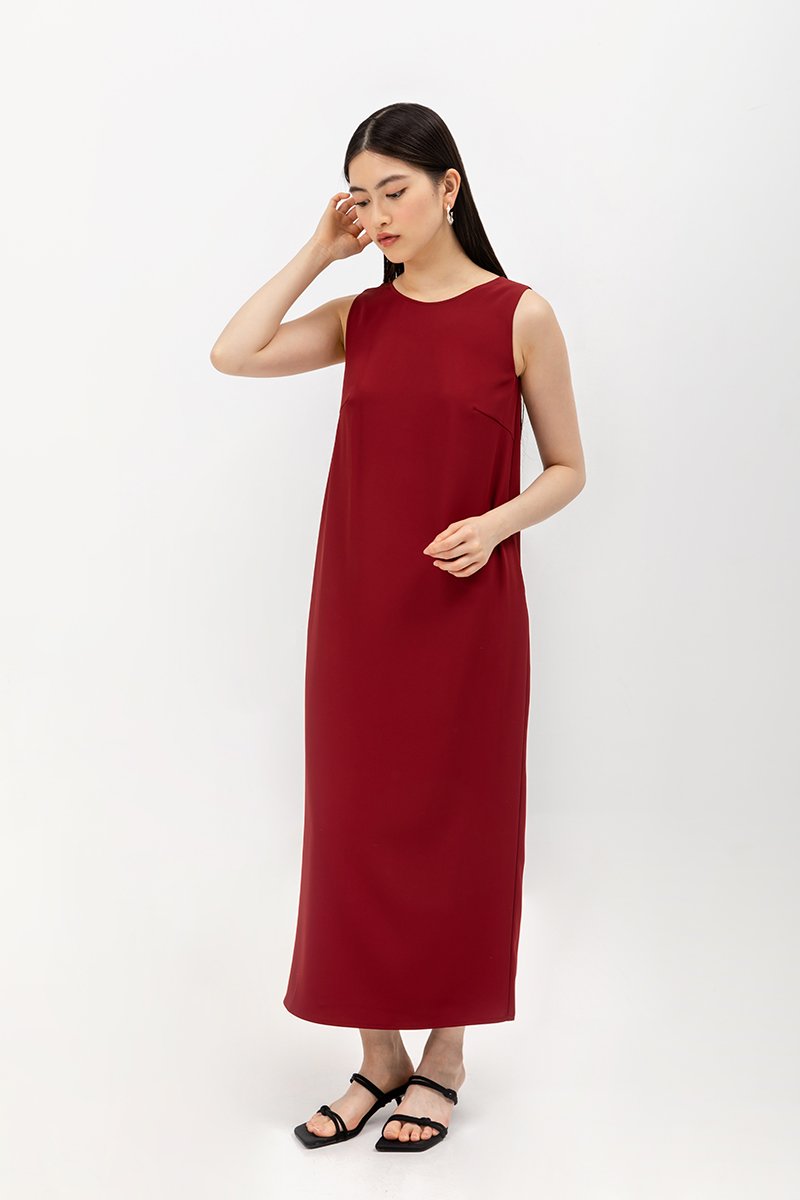 NADIN V BACK COLUMN DRESS