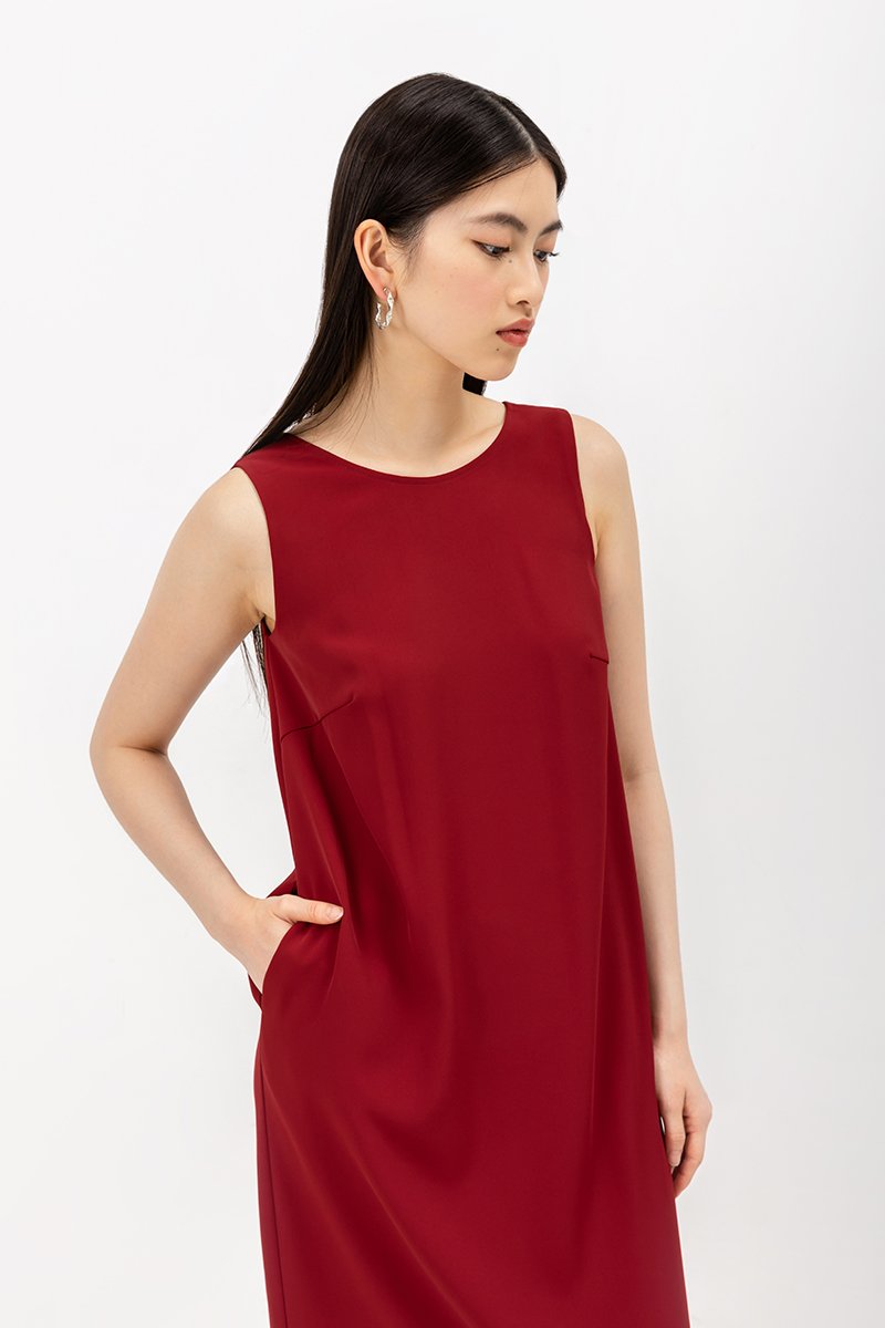 NADIN V BACK COLUMN DRESS