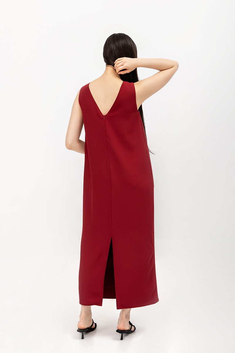 NADIN V BACK COLUMN DRESS