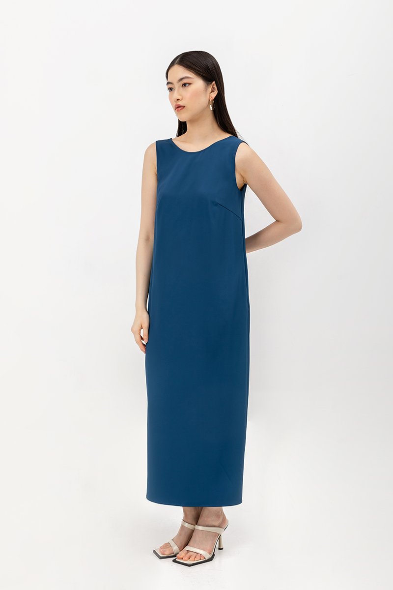 NADIN V BACK COLUMN DRESS