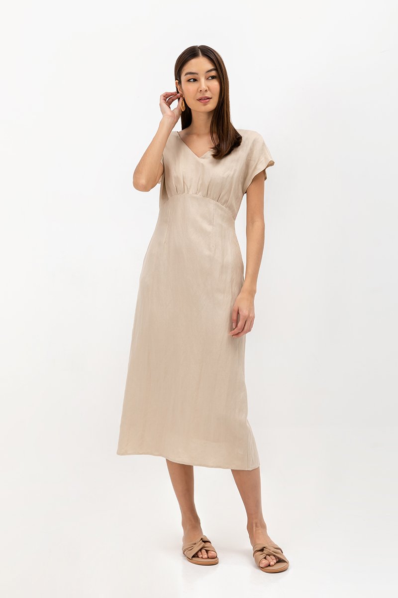 JASIE V NECK LINEN DRESS