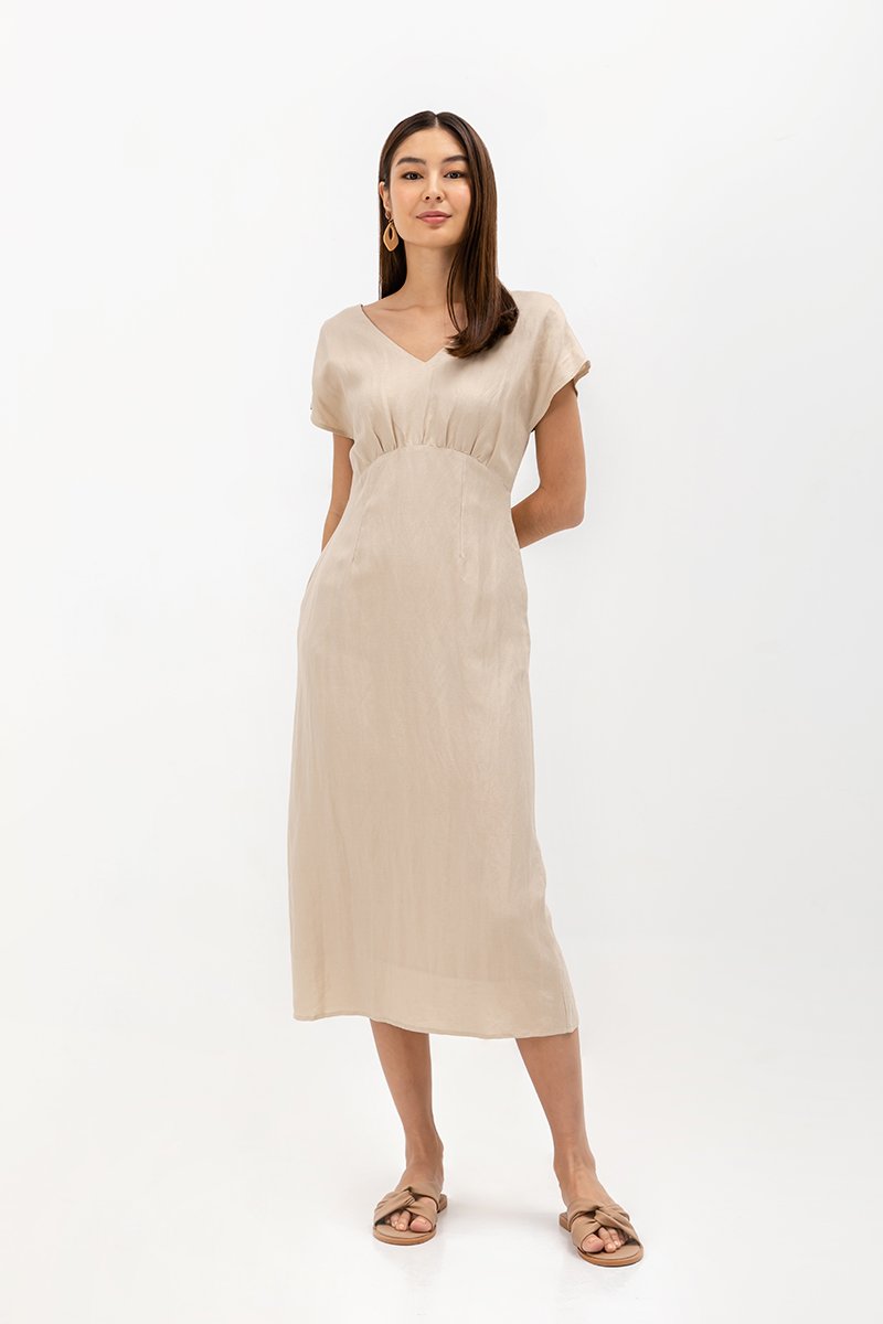 JASIE V NECK LINEN DRESS