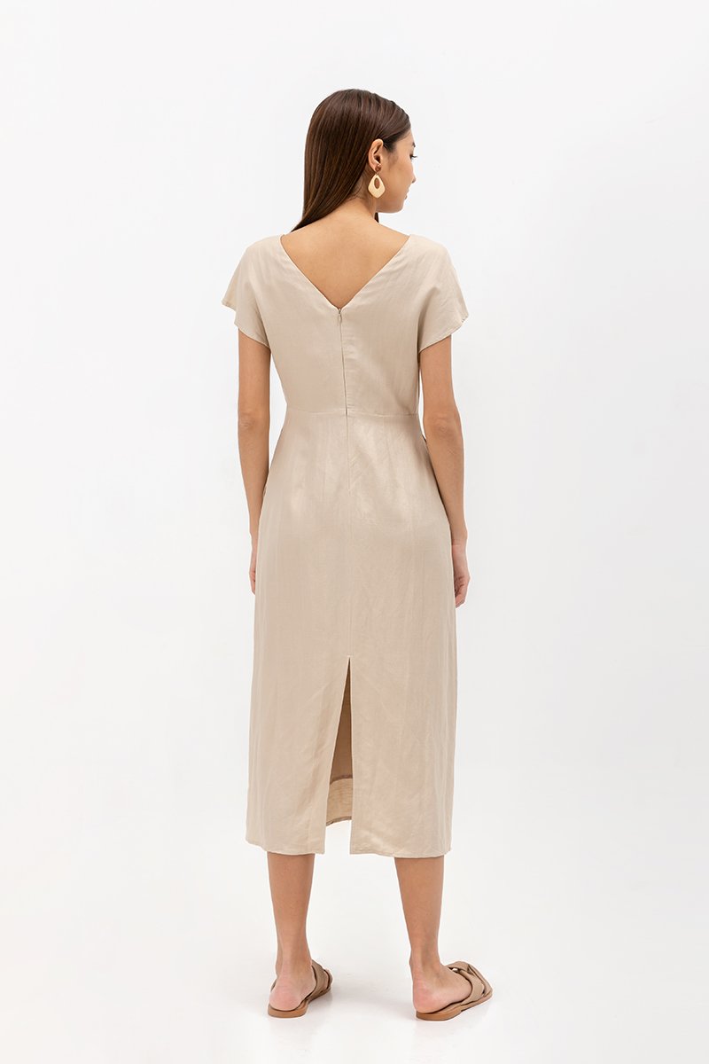 JASIE V NECK LINEN DRESS
