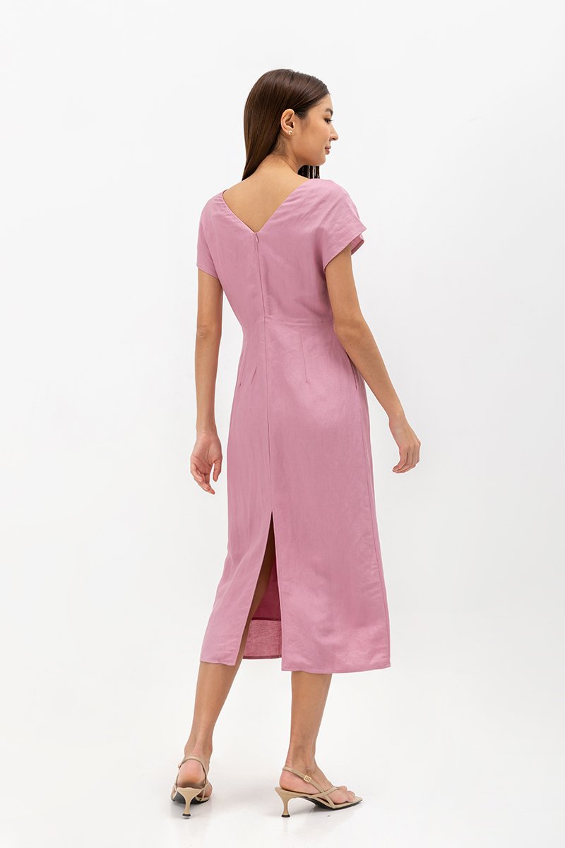 JASIE V NECK LINEN DRESS