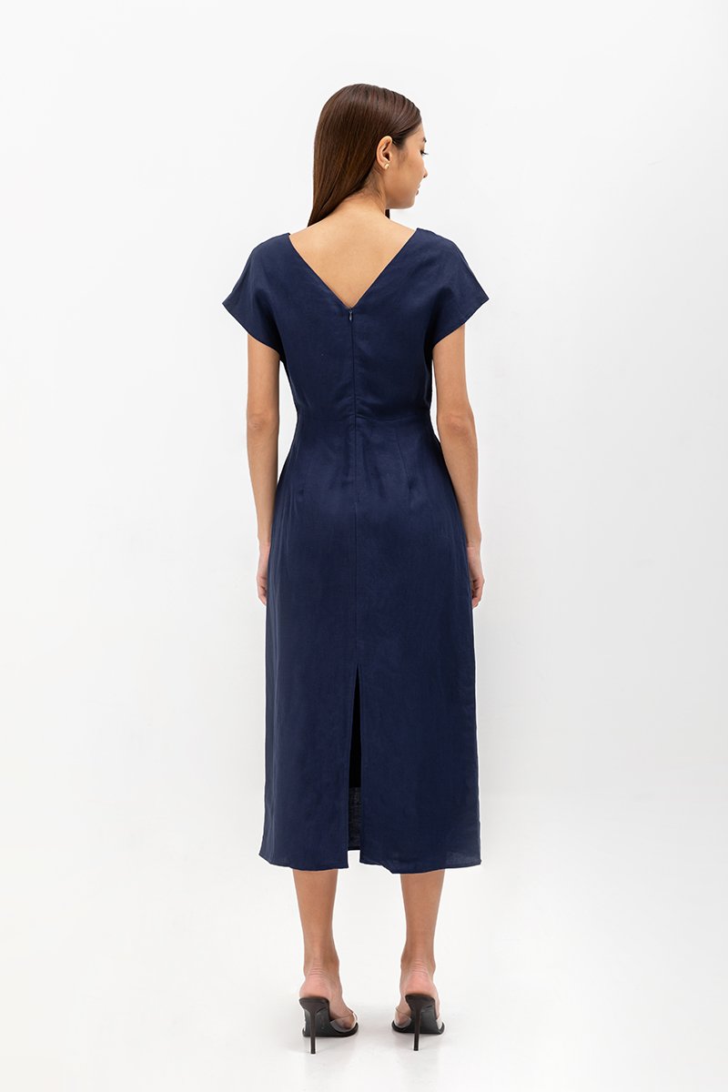 JASIE V NECK LINEN DRESS