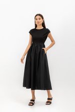 AMANDINE CONTRAST FABRIC DRESS