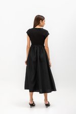 AMANDINE CONTRAST FABRIC DRESS