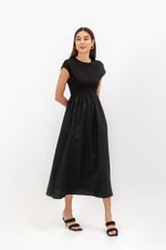 AMANDINE CONTRAST FABRIC DRESS