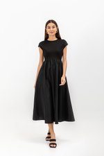 AMANDINE CONTRAST FABRIC DRESS
