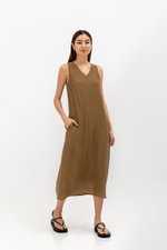 SIGRID V NECK MIDI DRESS