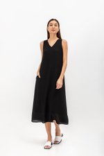 SIGRID V NECK MIDI DRESS