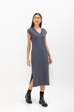 CARRIE V NECK KNIT MIDI DRESS