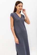 CARRIE V NECK KNIT MIDI DRESS