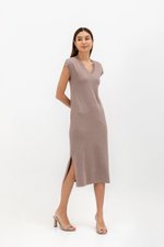 CARRIE V NECK KNIT MIDI DRESS