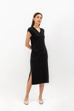 CARRIE V NECK KNIT MIDI DRESS