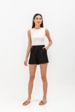 SAFFRON LINEN ELASTIC SHORTS