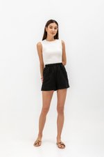 SAFFRON LINEN ELASTIC SHORTS