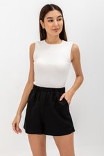 SAFFRON LINEN ELASTIC SHORTS