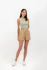 SAFFRON LINEN ELASTIC SHORTS