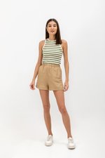 SAFFRON LINEN ELASTIC SHORTS