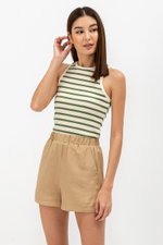 SAFFRON LINEN ELASTIC SHORTS