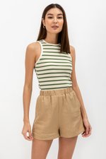 SAFFRON LINEN ELASTIC SHORTS