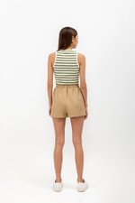 SAFFRON LINEN ELASTIC SHORTS