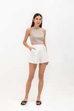 SAFFRON LINEN ELASTIC SHORTS