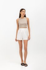 SAFFRON LINEN ELASTIC SHORTS