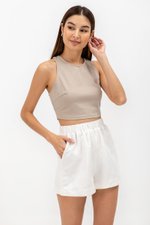 SAFFRON LINEN ELASTIC SHORTS