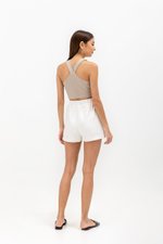 SAFFRON LINEN ELASTIC SHORTS