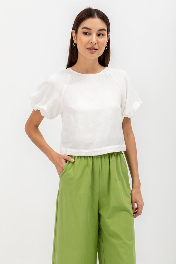 LIMA LINEN PUFF SLEEVE TOP
