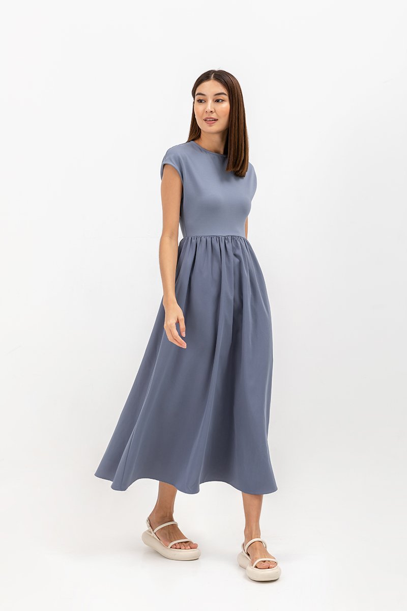 AMANDINE CONTRAST FABRIC DRESS