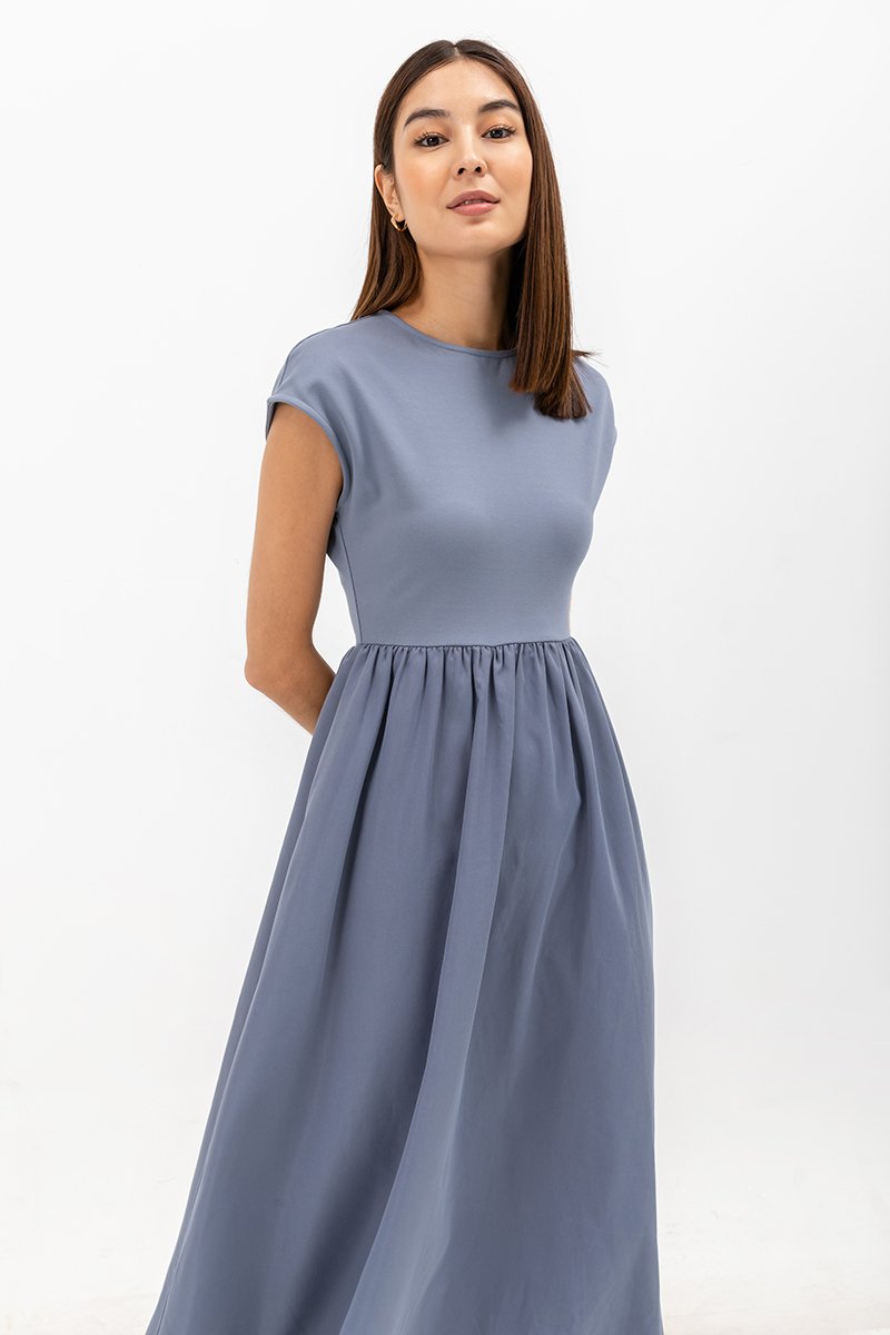 AMANDINE CONTRAST FABRIC DRESS
