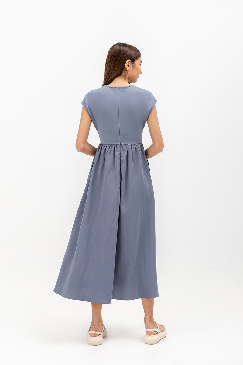 AMANDINE CONTRAST FABRIC DRESS