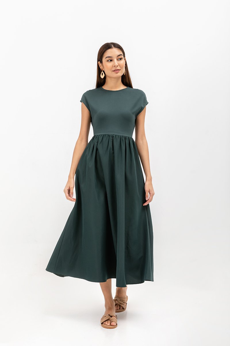 AMANDINE CONTRAST FABRIC DRESS