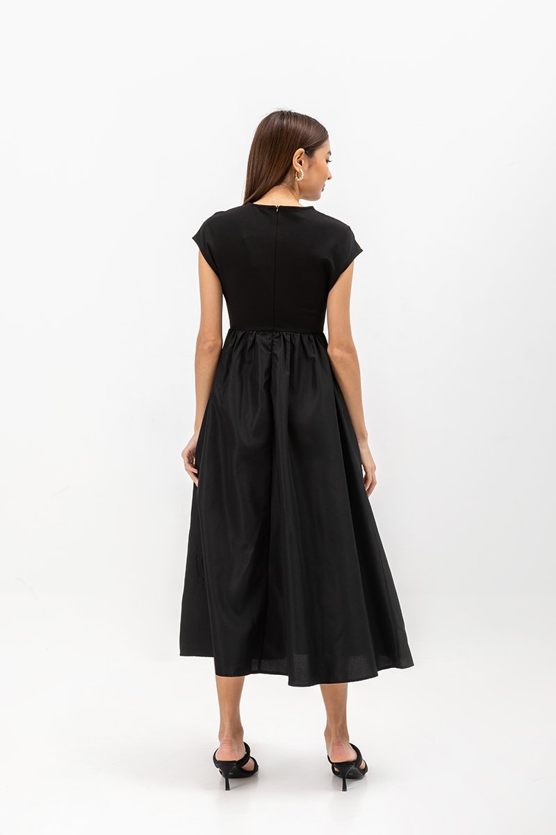 AMANDINE CONTRAST FABRIC DRESS