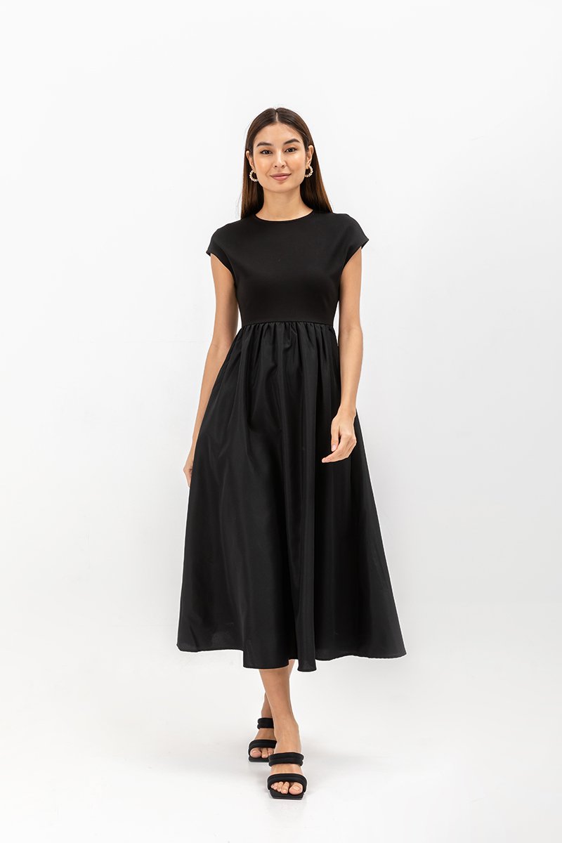 AMANDINE CONTRAST FABRIC DRESS