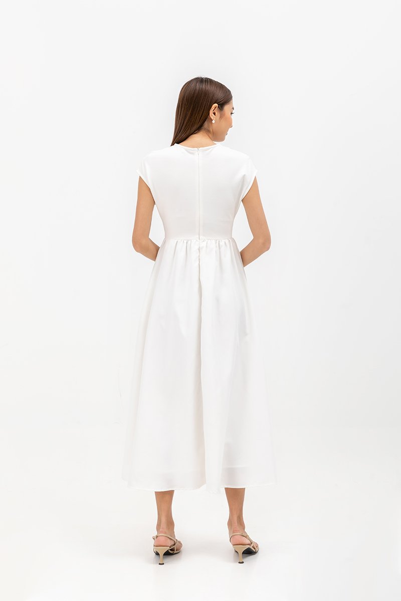 AMANDINE CONTRAST FABRIC DRESS