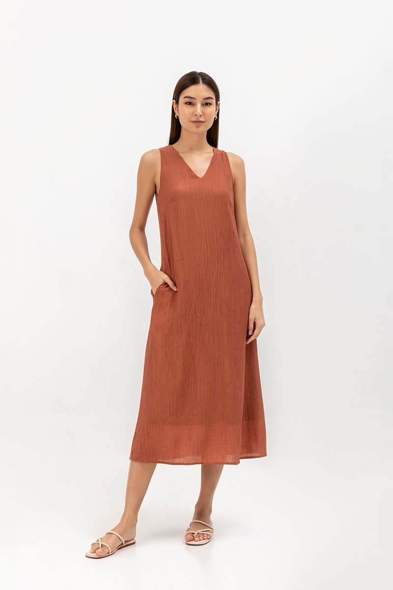 SIGRID V NECK MIDI DRESS