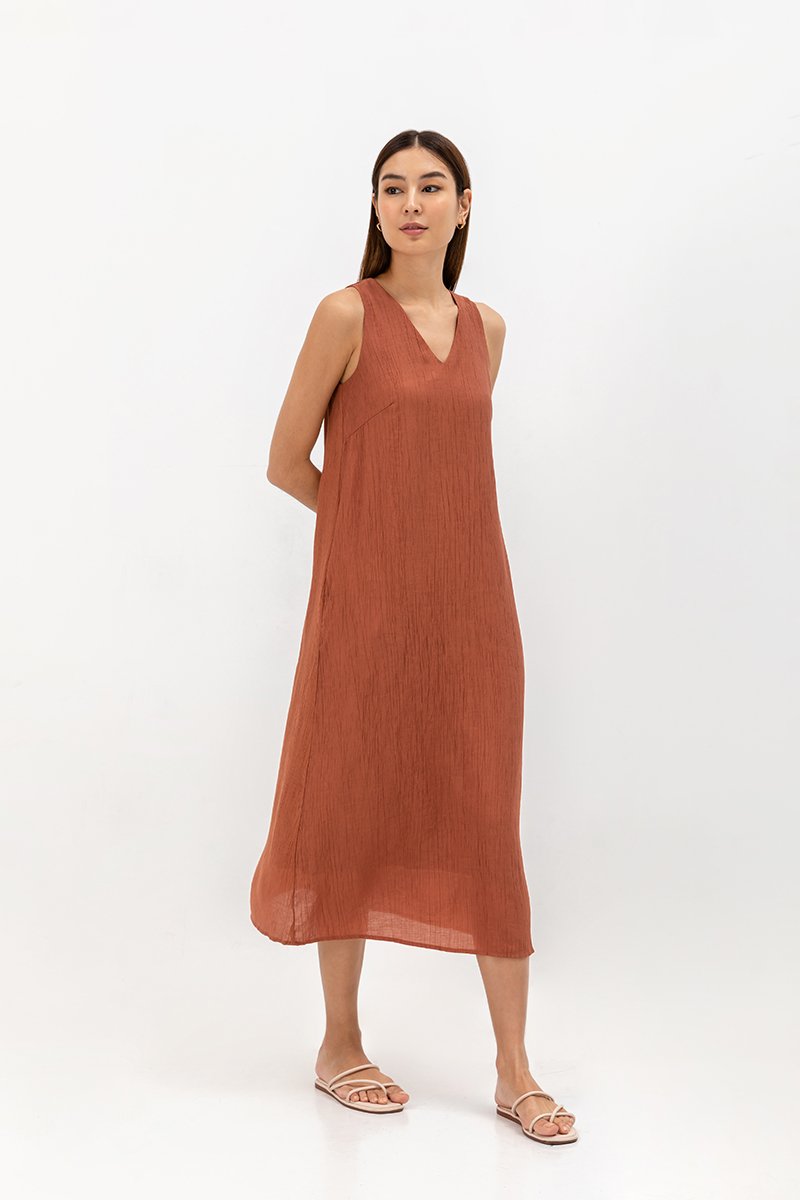 SIGRID V NECK MIDI DRESS