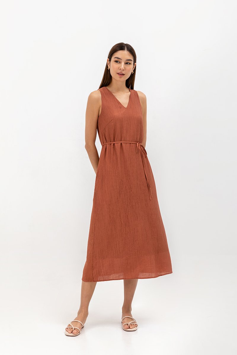 SIGRID V NECK MIDI DRESS